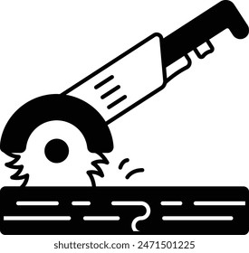 Cutting Metal Sheet using powerful disc grinder concept, vector icon design, timber and lumber Symbol, Forestry and Deforestation Sign, forest farming and woodlands stock illustration