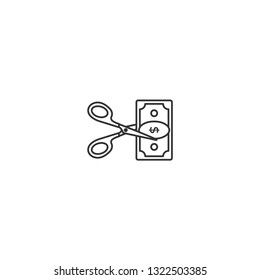 Cutting money isolated icon. - VECTOR