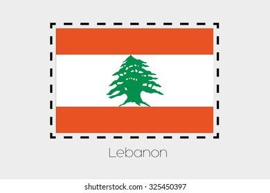 A Cutting outline around the flag of Lebanon