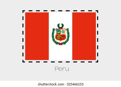 A Cutting outline around the flag of Peru