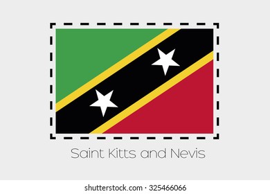 A Cutting outline around the flag of Saint Kitts and Nevis