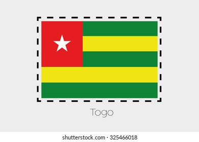 A Cutting outline around the flag of Togo
