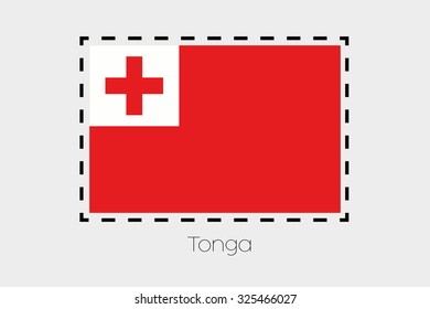 A Cutting outline around the flag of Tonga