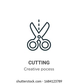 Cutting outline vector icon. Thin line black cutting icon, flat vector simple element illustration from editable creative pocess concept isolated stroke on white background