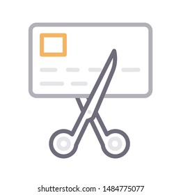 cutting pay colour line vector icon