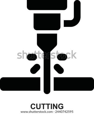 cutting, plasma cutting, laser cutting, machining, manufacturing, machine, fabrication expanded solid or glyph style icon for web mobile app presentation printing