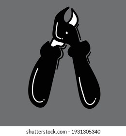 Icono de vector de garras de corte. Línea dibujada a mano en la ilustración del esbozo de dibujo.