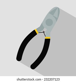 Cutting pliers in flat style design width shadow