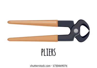 Cutting pliers icon in flat style isolated on white background. Carpenter tool. Vector illustration.