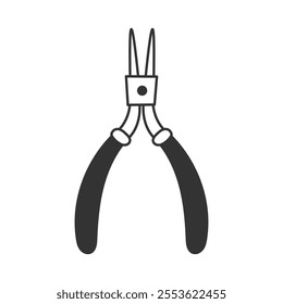 Cutting Pliers Icon. Home repair tool in line art doodle style. Handyman symbol. Outline vector illustration