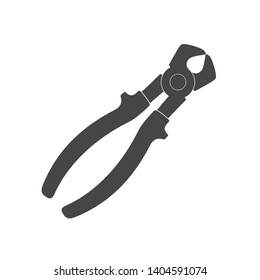 Cutting pliers icon isolated on white background. Builder, construction and repair hand tools with plastic handles. Cutting pliers pliers vector illustration