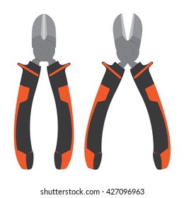 Cutting Pliers. Pliers with orange and black isolated on white background.
