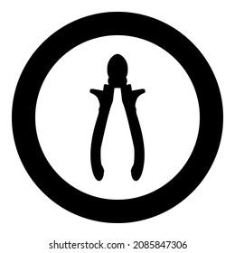 Cutting pliers side cutter hand tools for cutting wires icon in circle round black color vector illustration image solid outline style simple