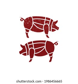 cutting pork ham gammon boar bacon ribs javelina hog design vector