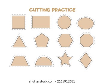 Cutting practice for kids, 2D shapes, scissor skills, toddler and preschool activity, fine motor skills