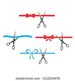 cutting ribbon with scissor vector illustration design