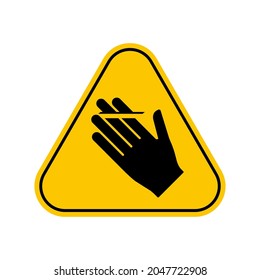 Cutting risk symbol. Cutting of Fingers or Hand Sign. ISO Triangle Warning Symbol Simple, Yellow Triangle Caution Symbol, isolated on white background, vector icon