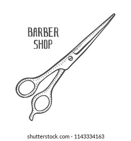 Cutting scissor. Doodle style. Vector illustration. Hand drawn isolated on white