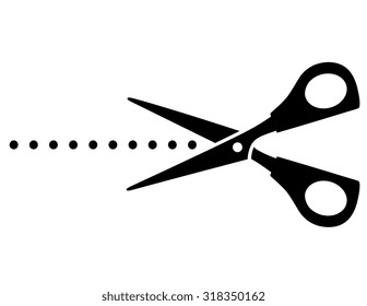 cutting scissors with black points on white background