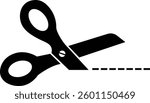Cutting scissors icon. Scissors with cut lines symbols isolated on transparent background. Cutter business concept. Scissors icon page symbol for your website design Scissors icon logo, app, UI.