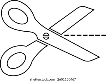 Cutting scissors icon. Scissors with cut lines symbols isolated on transparent background. Cutter business concept. Scissors icon page symbol for your website design Scissors icon logo, app, UI.
