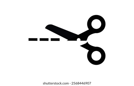 Cutting scissors icon. Scissors silhouette. Cut here symbol. isolated on transparent background.