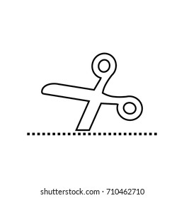 Cutting scissors. Outline icon.
