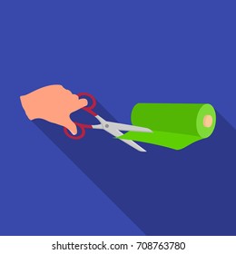 Cutting scissors for sewing fabrics. Sewing and equipment single icon in flat style vector symbol stock illustration web.