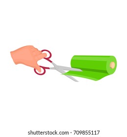 Cutting scissors for sewing fabrics. Sewing and equipment single icon in cartoon style vector symbol stock illustration web.