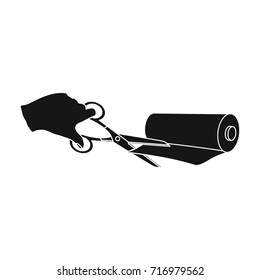 Cutting scissors for sewing fabrics. Sewing and equipment single icon in black style vector symbol stock illustration web.