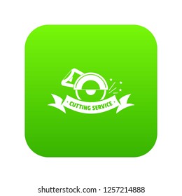 Cutting service icon green vector isolated on white background