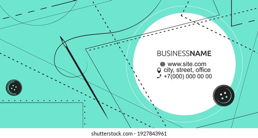 Cutting and sewing business card concept with tailor tool
