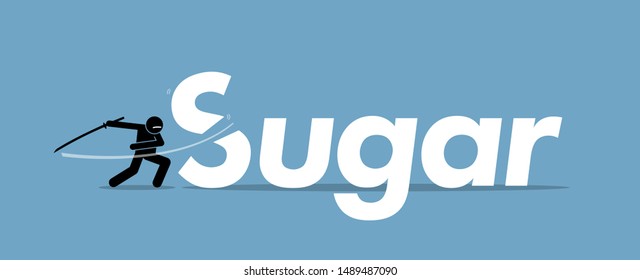 Cutting sugar for healthy diet. Vector artwork concept of healthy lifestyle, keto diet, stop eating carbohydrates, and lifestyle changes.