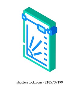 Schneidetisch Nähen isometrischen Vektorgrafik. Schnitttisch-Nähschild. einzelne Symbolillustration