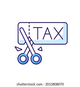 Cutting taxes RBG color line icon. Taxation. Thin line vector illustration.