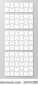 Cortando modelo com 4 grades. Conjunto de quebra-cabeça. Peças de quebra-cabeça. Esquema para pensar jogo. Fundo de mosaico simples com detalhes separados. Ladrilhos de quadros. Ilustração vetorial.