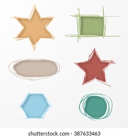 Cutting templates of paper in the form of geometric shapes. Colour back