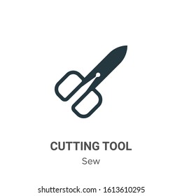 Cutting tool glyph icon vector on white background. Flat vector cutting tool icon symbol sign from modern sew collection for mobile concept and web apps design.