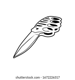 cutting tool illustration line icon - Display of an isolated blade on a white background. Design template for branding