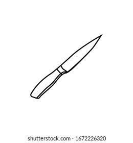 icono de línea de ilustración de herramienta de corte - Visualización de una hoja aislada en un fondo blanco. Plantilla de diseño para la marca