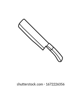 cutting tool illustration line icon - Display of an isolated blade on a white background. Design template for branding