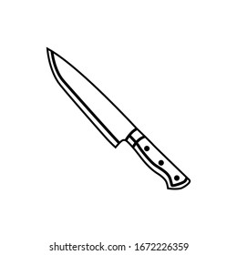 cutting tool illustration line icon - Display of an isolated blade on a white background. Design template for branding