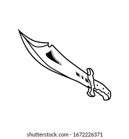 cutting tool illustration line icon - Display of an isolated blade on a white background. Design template for branding
