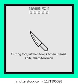 Cutting tool, kitchen utensil, sharp tool icon  vector icon