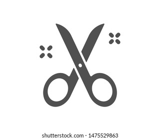 Signo de herramienta de corte.Icono de tijeras. Símbolo utensil sastre. Clásico estilo plano. Icono de tijeras simples. Vector