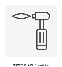 Cutting torch or welding torch icon. Also called blowtorch, gas torch or oxy-acetylene torch. Consist of nozzle, hose, stop valve or oxygen and acetylene valve for Oxy-fuel welding and cutting work.