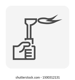 Cutting torch or welding torch icon. Also called blowtorch, gas torch or oxy-acetylene torch. Consist of nozzle, hose, stop valve or oxygen and acetylene valve for Oxy-fuel welding and cutting work.