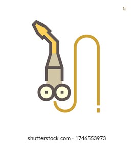 Cutting torch or welding torch icon. Also called blowtorch, gas torch, oxy-acetylene torch. Consist of nozzle, hose, oxygen and acetylene valve for Oxy-fuel welding and cutting work. 64x64 pixel icon.