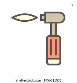 Cutting torch or welding torch icon. Also called blowtorch, gas torch, oxy-acetylene torch. Consist of nozzle, hose, oxygen and acetylene valve for Oxy-fuel welding and cutting work. 64x64 pixel icon.