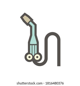 Cutting torch or welding torch icon. Also called blowtorch, gas torch or oxy-acetylene torch. Consist of nozzle, hose, stop valve or oxygen and acetylene valve for Oxy-fuel welding and cutting work.